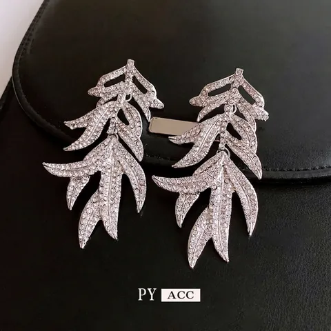 Vintage Blatt Hängeohrringe Mit 925 Sterling Silber Ohrstecker Legierung Strass Lange Tropfen Übertriebener Schmuck Damen