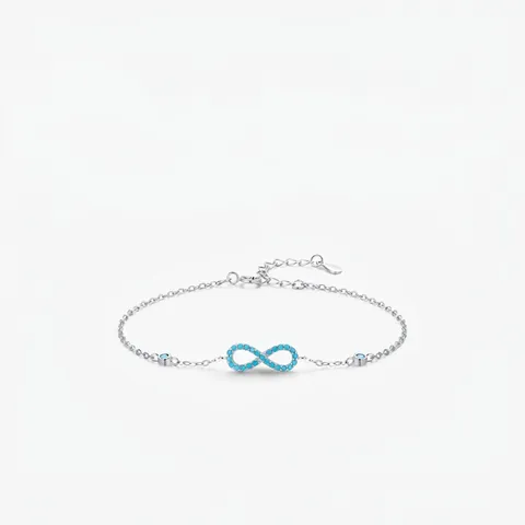 Bracciale Amore Infinito in Argento Sterling 925 per Donna Elegante Gioielli con Catena a Croce e Turchese Intarsiato Minimalista