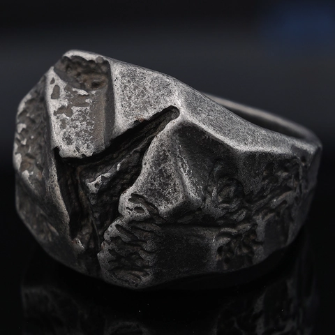 Vintage Industrial Rock Texture Ring Distressed Stainless Steel Gothic Punk Band Jewelry For Men Women Unisex