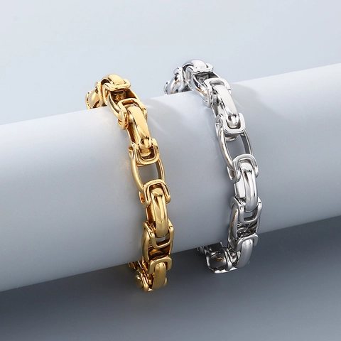 Pulsera De Cadena Para Hombre Acero Inoxidable Estilo Hip Hop Punk Eslabones Industriales Con Cadena De Extensión