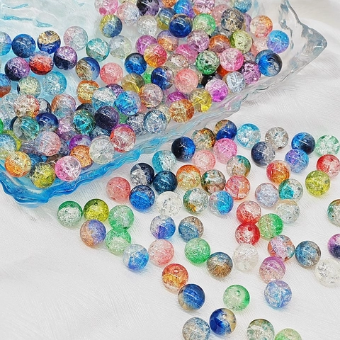Perle Di Vetro Tonde Con Motivo Crepato Per La Creazione Di Gioielli Fai Da Te Perle Sfuse Colorate Per Bracciali E Collane