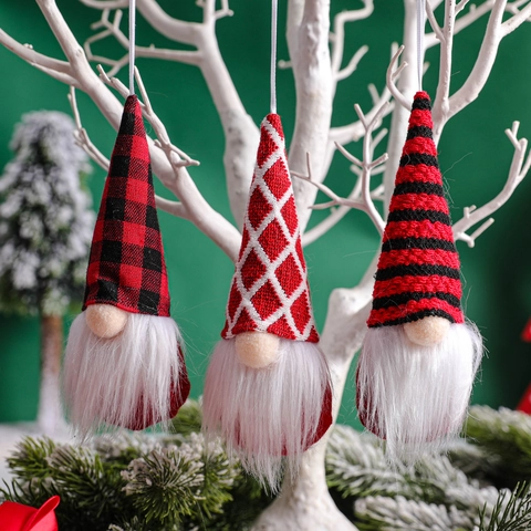 Weihnachts Gnom Ornamente Gestrickte Plüsch Tomte Hängende Gesichtlose Puppe Weihnachtsbaum Deko Nordischer Wald Stil