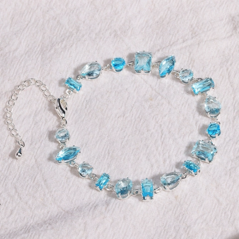 Pulsera De Circón Geométrico Cobre Chapado En Oro Cadena De Mano De Cristal Irregular Joyas Para Mujeres Verano Regalo Minimalista