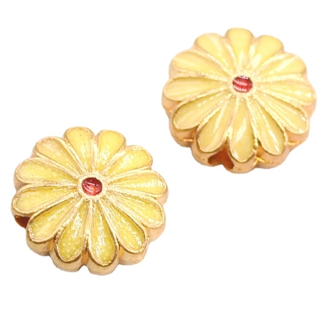Cuentas Espaciadoras Flores Aleación Zinc Esmalte Goteo Aceite Forma Margarita Para Fabricación Joyas DIY Dorado