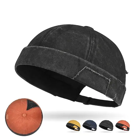 Cappello Docker In Cotone Lavato Retrò Berretto Da Marinaio Senza Falda Patchwork Distressed Regolabile Hip Hop Streetwear