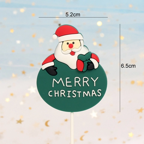 Christmas Cake Toppers Soft Glue Santa Claus Reindeer Gingerbread House Tree Dessert Decorations Festive Party Favors