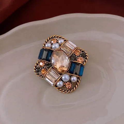 Broche Rombo Barroco Vintage Para Mujer Aleación Diamantes De Imitación Perla Artificial Falsa Cristal Estilo Palacio Joyería De Lujo
