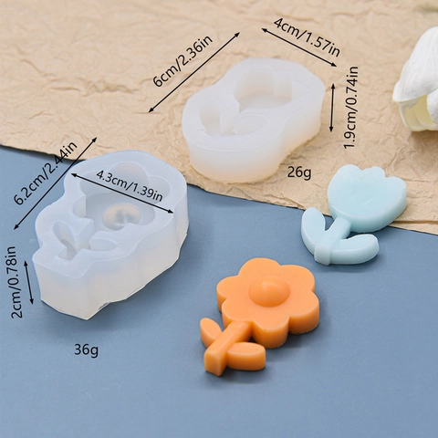 Flower Silicone Mold Tulip Sunflower Shape DIY Handcrafted Aromatherapy Plaster Candle Resin Crafting Flexible