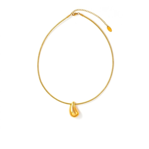 Minimalistische Edelstahl Wassertropfen Anhänger Halskette Für Damen Polierte Wassertropfen Bohne Halskette Elegante Schlangenkette