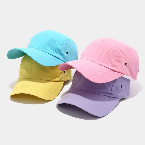 Baseball Cap Quick Dry Polyester Solid Color Adjustable Strap Breathable Sun Protection Outdoor Sports Hat For Men Women Kids