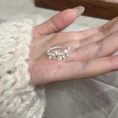 Anello Aperto Fiore Rame Regolabile Bianco Opaco Margherita Floreale Dolce Stile Coreano Gioielli Eleganti