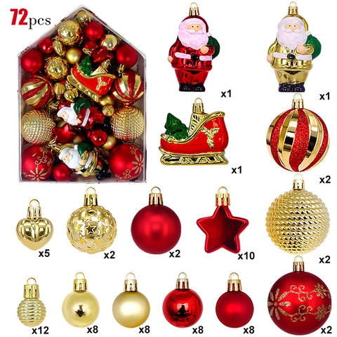 Christmas Tree Ornaments Electroplated Plastic Decorative Balls Santa Claus Sleigh Star Heart For Holiday Home Decor