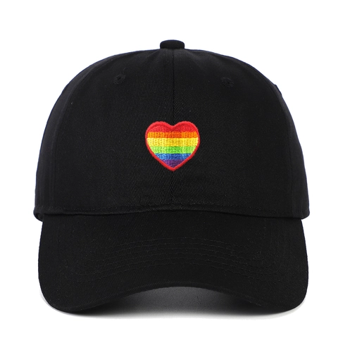 Rainbow Heart Geborduurde Honkbalpet Katoen Verstelbaar Zonbescherming Casual Outdoor Dad Hat Voor Heren Dames