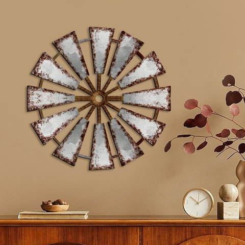 Decorazione Murale Mulino A Vento Vintage Legno Di Pioppo Ingranaggio Ornamento Appeso Stile Fattoria Rustico Industriale