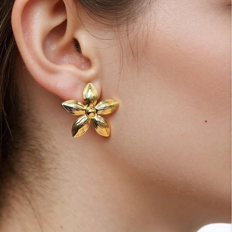 Bloem Zonnebloem Oorknopjes Roestvrij Staal Verguld Elegante Vintage Sieraden Voor Dames