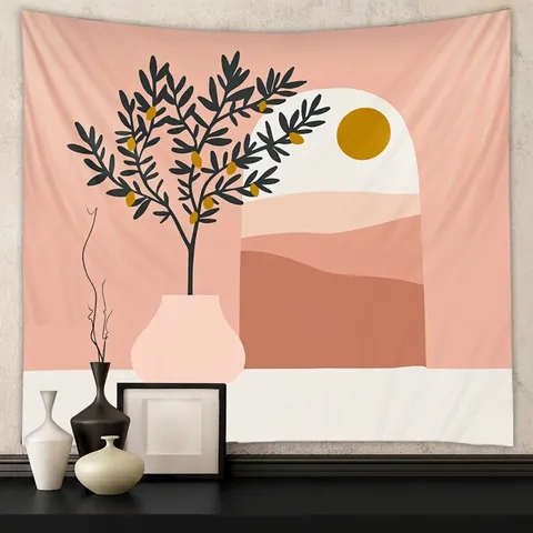 Bohemian Tapestry Polyester Abstract Desert Sun Moon Female Wall Hanging Decor For Bedroom Living Room