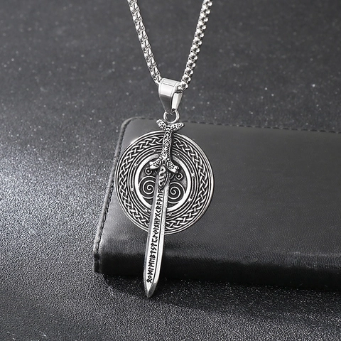 Collana Con Pendente Vichingo Norreno In Acciaio Inossidabile Retro Nodo Celtico Croce Vegvisir Bussola Amuleto Gioielli Punk Per Uomini