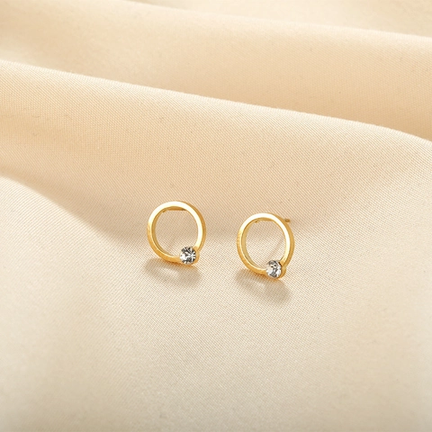 Minimalistische Edelstahl Ohrstecker Für Damen 18K Vergoldet Handschellen Rund Kreisförmig Strass Zierliche Kleine Ohrringe Mode Schmuck Accessoire Geschenk