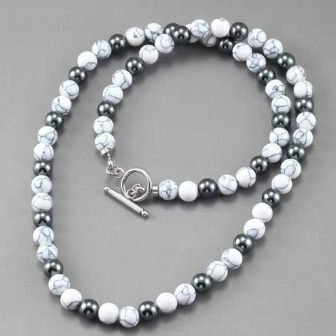 Men Beaded Necklace Natural Stone Tiger Eye Hematite Stainless Steel Toggle Clasp Hip Hop Fashion