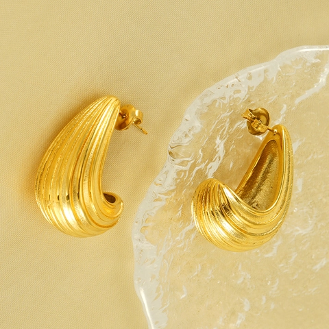 Orecchini A Cerchio A C Placcati Oro 18K Acciaio Inossidabile Geometrico Cavo Vintage Gioielli Per Donne