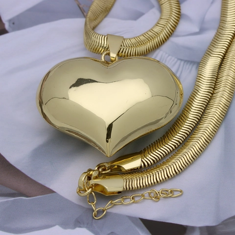 Collar Con Colgante de Corazón de Cobre Bañado en Oro de 18K Minimalista Para Mujer Joyería Gargantilla de Corazón de Moda
