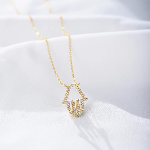 925 Sterlingsilber Hand Der Fatima Anhänger Halskette Für Damen Hohl Geschnitten Schmuck Gold Silber Galvanisiert Mit Zirkonia Geschenk