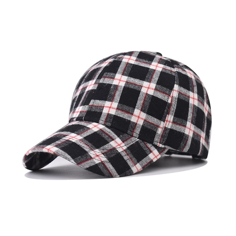 Casquette De Baseball À Carreaux Coton Polyester Chapeau De Soleil Ajustable Sport De Plein Air Décontracté Unisexe Mode