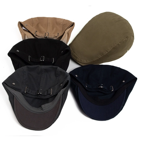 Gorra Plana Vintage Para Hombres Mujeres 100% Algodón Ajustable Ivy Cabbie Sombrero Retro Color Sólido Transpirable Protección Solar