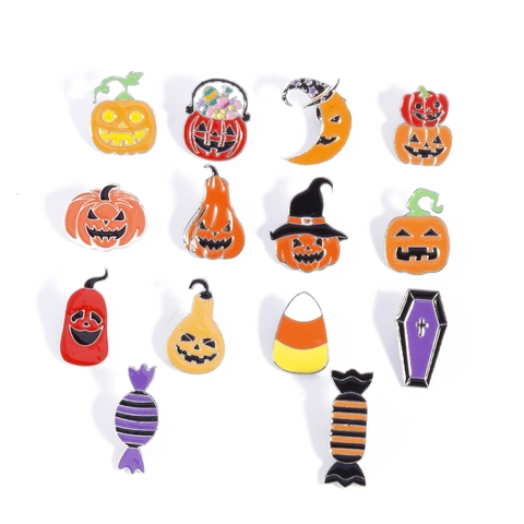 Spille Smaltate Halloween Lega Di Zinco Zucca Caramelle Bara Luna Cartone Animato Spille Festive Distintivo Decorativo