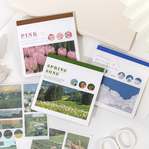 Libro Di Adesivi Per Pittura Ad Olio Carta Washi Scrapbooking DIY Estetica Paesaggio Arte Decorazione Decalcomanie