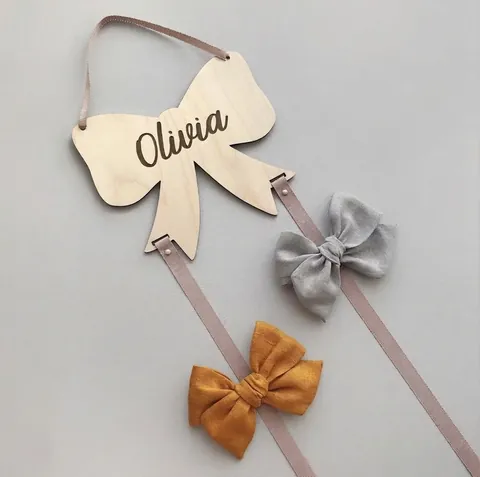 Wood Hair Clip Organizer Wall Hanging Ribbon Holder Nordic Swan Bow Cherry Style For Kids Room Decor Baby Girls DIY