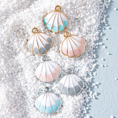 Mini Schelp Hangers Oceaan Serie Legering Emaille Druppel Olie Charms Voor DIY Sieraden Maken Kettingen Armbanden Oorbellen