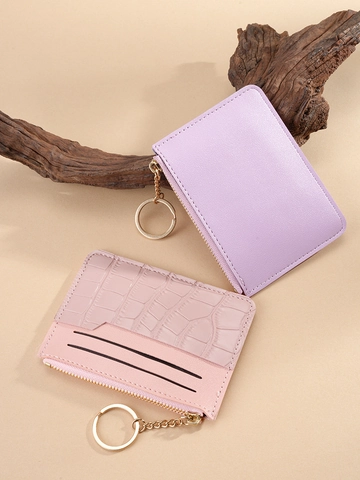 Fashion Crocodile Pattern Card Holder Multi Slot Zipper Coin Purse With Key Ring Portable Simple Wallet For Women