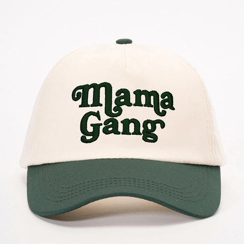 Cappello Da Baseball In Poliere Ricamato Mama Gang Colore A Contrasto Regolabile Protezione Solare Esterna Moda