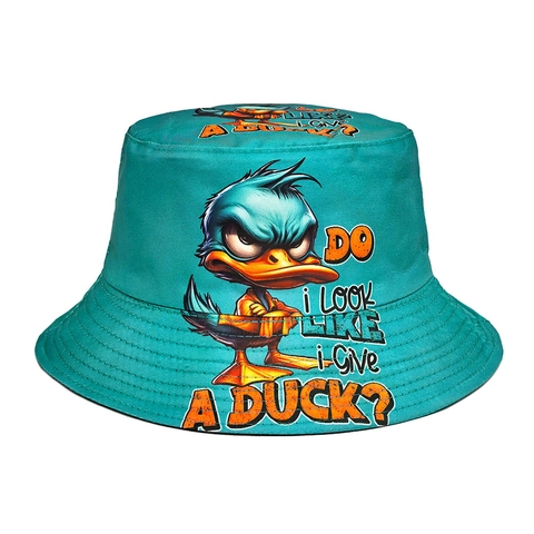 Vissershoed Katoen Polyester Omkeerbaar Zonbescherming Cartoon Eend Print Grappig Streetwear Opvouwbaar