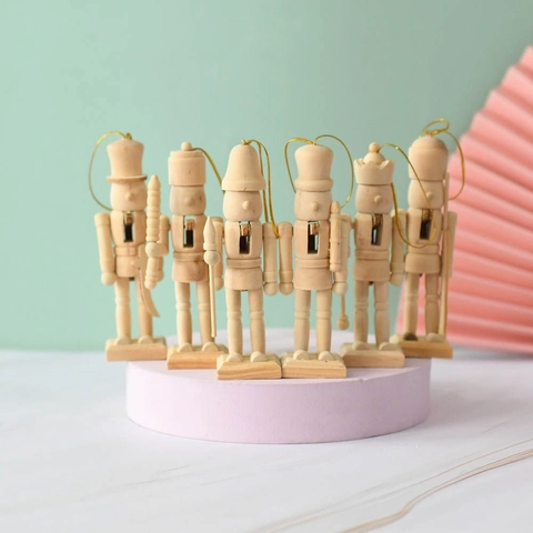 Ornamenti Soldato Schiaccianoci In Legno Grezzo Per Pittura Fai Da Te Decorazione Natalizia Da Appendere Vari Design