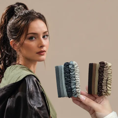 Satin Scrunchies Und Hochelastische Haargummis Pferdeschwanz Halter Morandi Farbe Mode Styling Zubehör Für Damen Mädchen