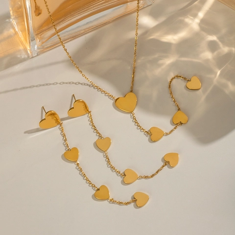 Minimalistische Herzquasten Halskette Und Ohrringe Edelstahl Vergoldet Eleganter Wasserfester Schmuck Für Damen Geschenk