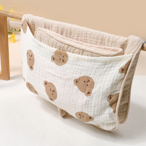 Borsa Portaoggetti Appesa Per Culla Neonato Musola Di Cotone Organizzatore Per Lettino Passeggino Pannolini Salviette