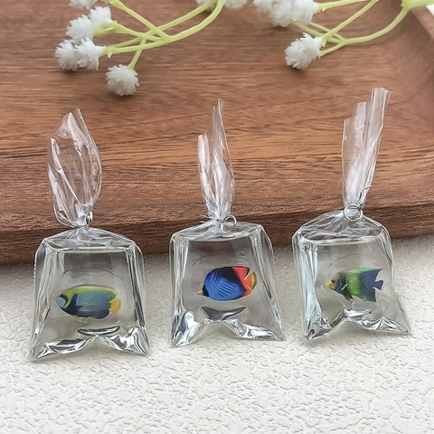 Simulation Bagged Fish Pendant Resin Goldfish Clownfish Charms For DIY Earrings Keychain Jewelry Making Realistic Novelty