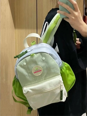 Color Block Lightweight Oxford Cloth Casual Backpack Japanese Style For Kids Women Student Travel School Bag