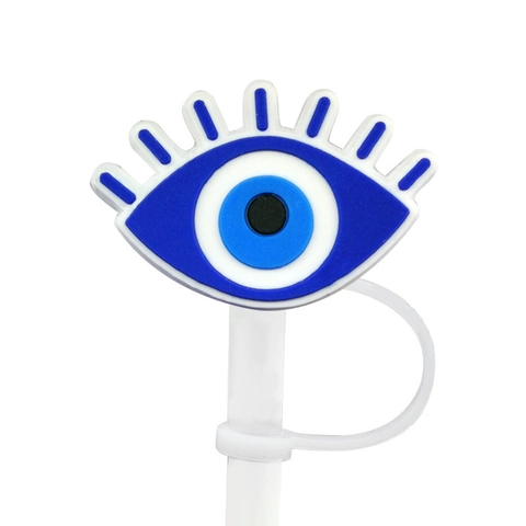 Cute Evil Eye Silicone Straw Cover Reusable Dustproof Straw Cap Tip Protector For Drinking Straws Kitchen Accessories