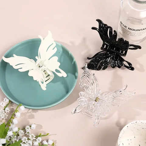 Große Schmetterling Haarklammer Hohl Bionischer Flügel Kunststoff Rutschfeste Haarklammer Elegantes Mode Haar Accessoire Für Frauen
