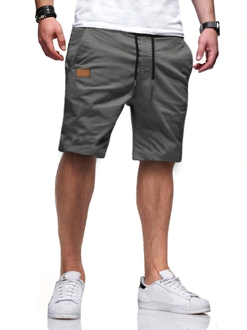 Men's Casual Sport Beach Shorts Woven Polyester Solid Color Elastic Waist Drawstring Quick Dry Shorts For Summer Outdoor