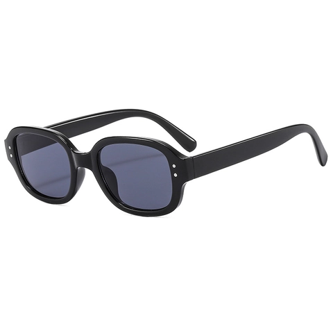Retro Oval Rahmen Sonnenbrille UV400 Schutz Vintage PC Rahmen AC Linse Nieten Dekor Mode Streetwear Brillen Für Damen Herren