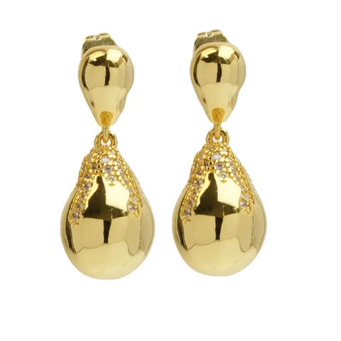 Damen 18K Vergoldete Messing Tropfen Ohrhänger Mit Pave Zirkonia Elegante Mode Wassertropfen Ohrringe Schmuck Geschenk