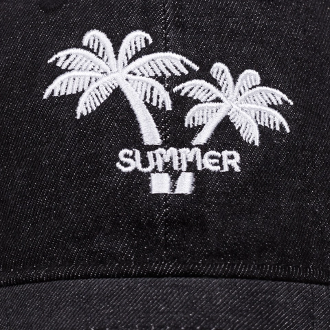 Washed Denim Baseball Cap Palm Tree Embroidery Summer Sun Hat Adjustable Casual Vintage Style For Men Women
