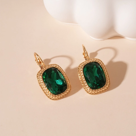 Orecchini A Monachella In Cristallo Verde Smeraldo Vintage Con Bordo Milgrain In Lega Gioielli Eleganti Da Donna