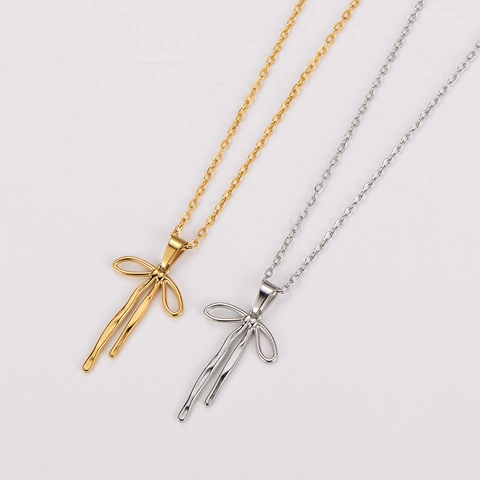 Collar Con Colgante De Lazo Acero Inoxidable 304 Galvanizado Cadena O Joyería Elegante Minimalista Para Mujer