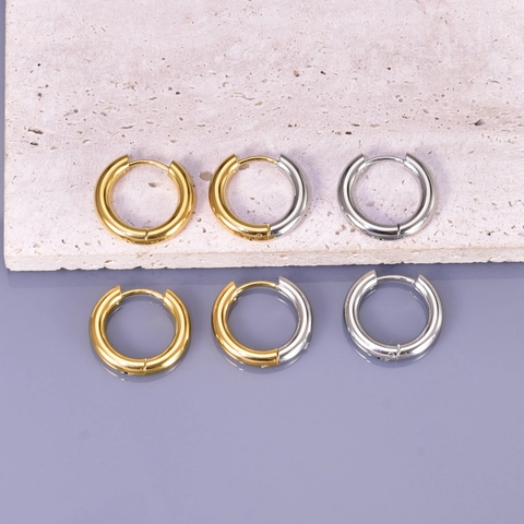 Orecchini A Cerchio Tondi In Acciaio Al Titanio Placcati Oro 18 Carati Gioielli Geometrici Semplici Lucidati Per Donna